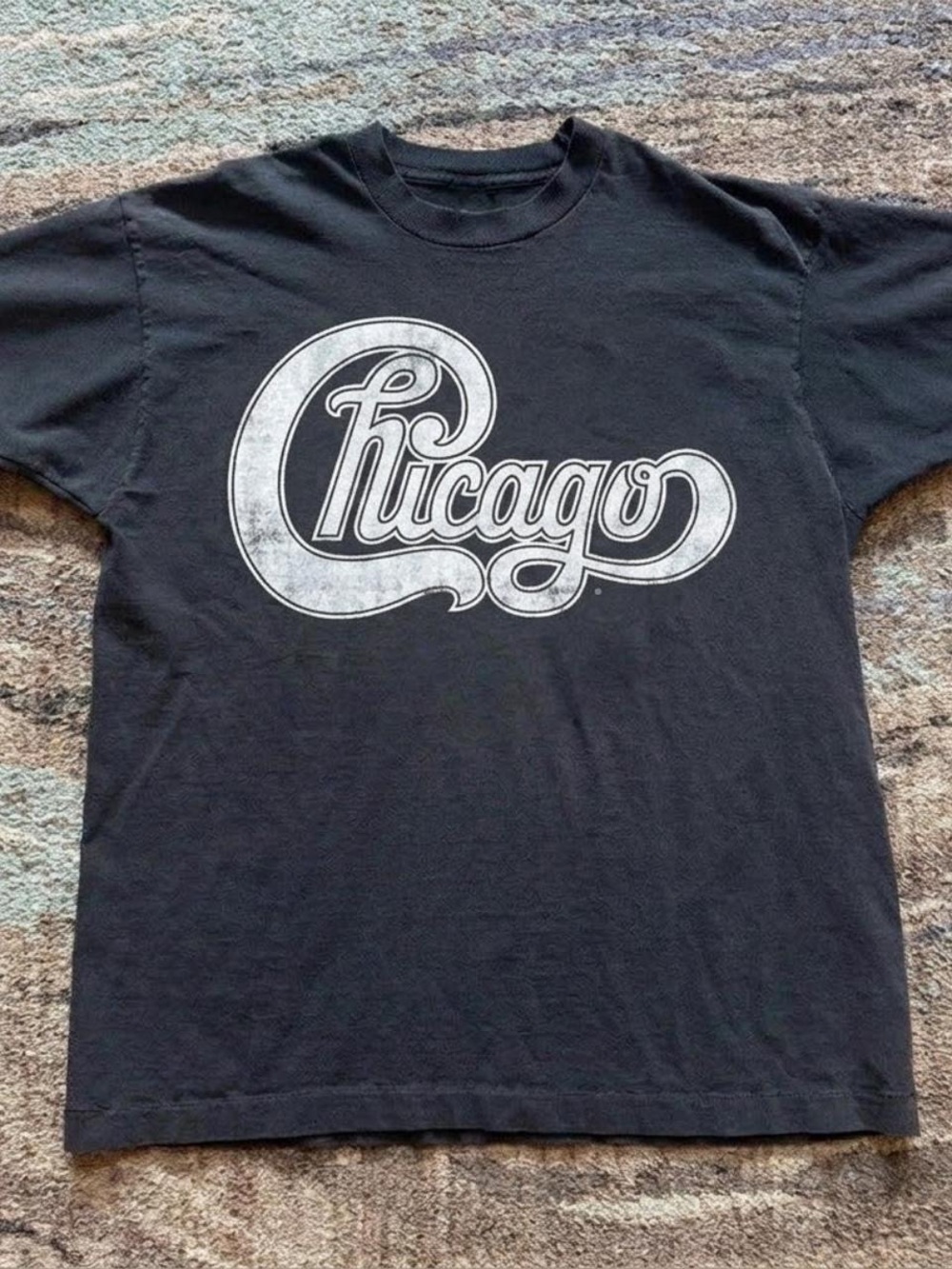 Gildan Black Tee with White Chicago Script